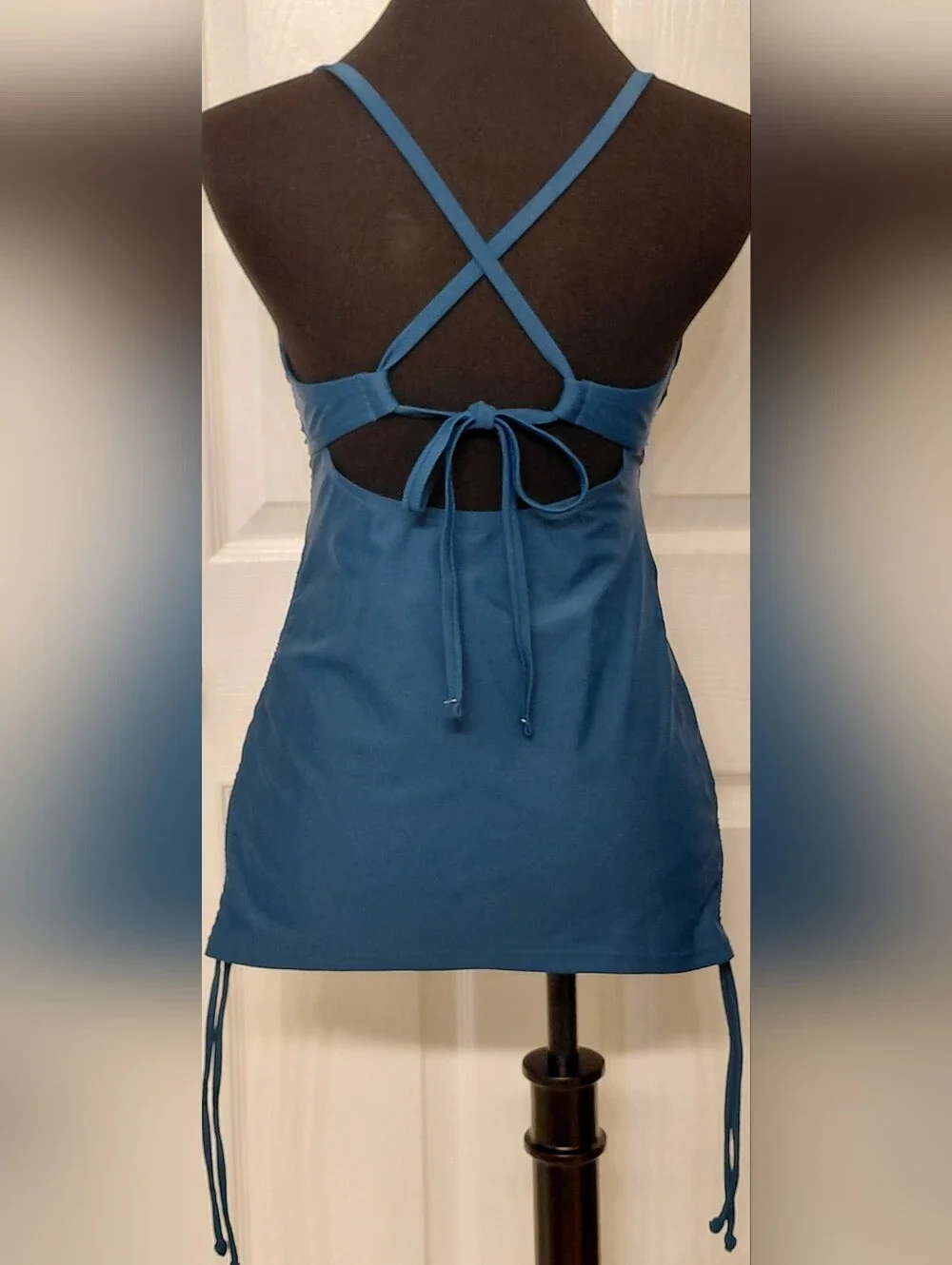 Cupshe Maternity Swim Tankini Top Only Dark Teal Blue NWT